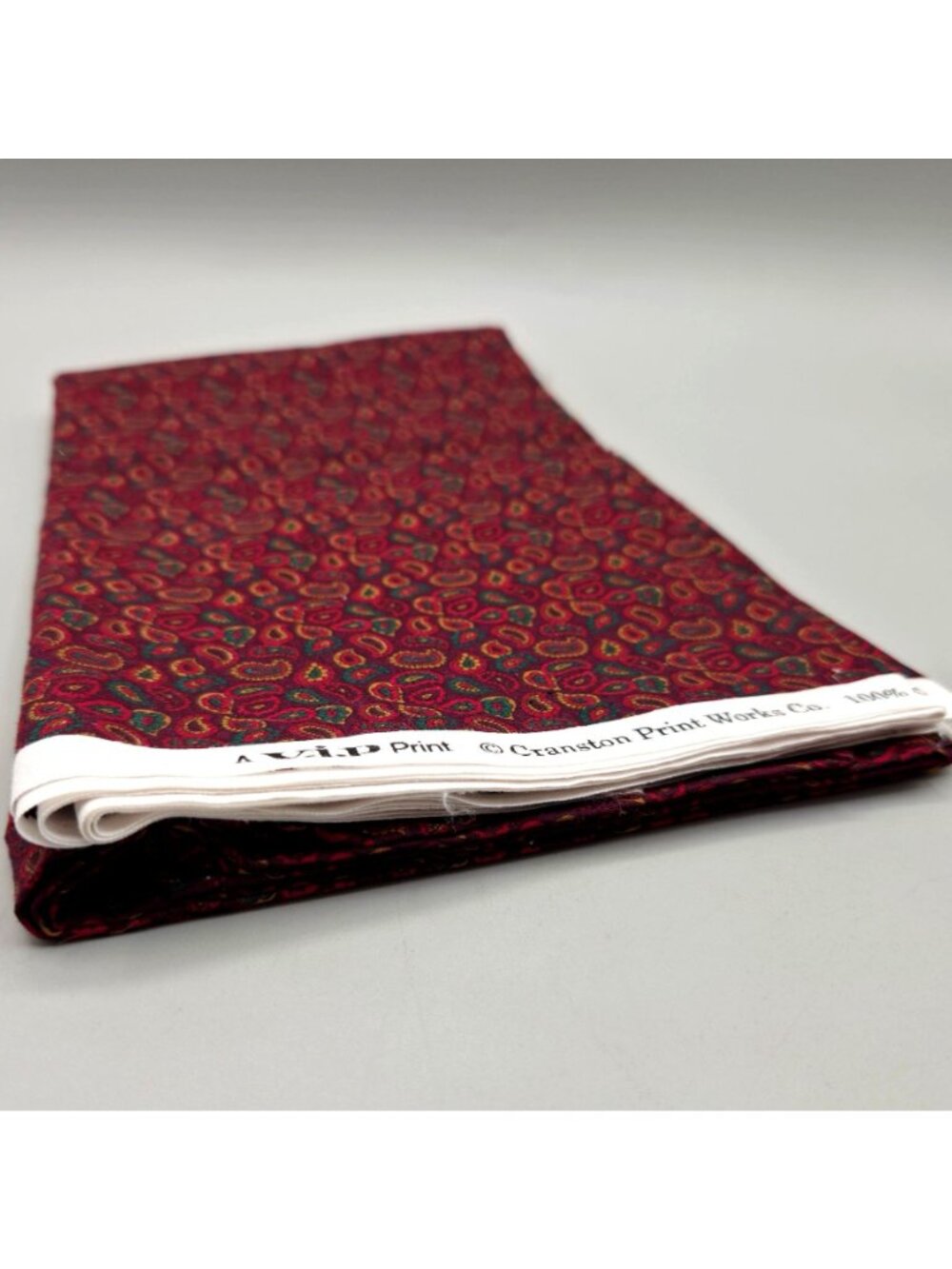 Vintage Cranston Fabric Maroon Paisley Design Cotton Quilting Crafting 1.33 Yard - Picture 2 of 5